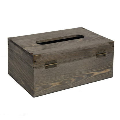 Distressed Wooden Rustic Facial Tissue Box Holder Tissue Box Cover Napkin Dispenser for Bathroom Living Room Dining Room Bedroom Toilet (Grey)