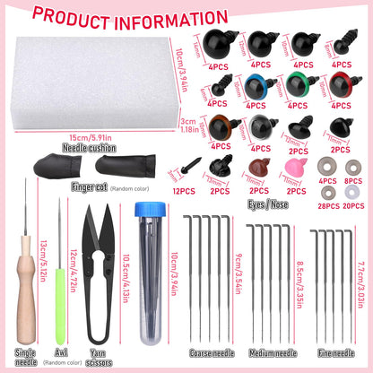 JUPEAN Needle Felting Kits, 60 Colors Wool Roving, Wool Felting Kit with Felting Needles, Foam Mat, Needle Felting Supplies