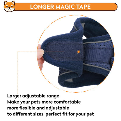 PWOD Dog Harness with Leash Set, No-Pull Step-in Reflective Pet Harness with 1 Leash Clips, Adjustable Soft Padded Easy Walk Dog Vest for Small Medium Large Dogs, Cats(Dark Blue, Large)
