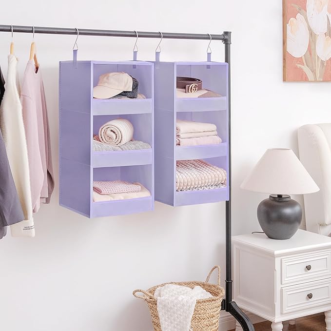 GRANNY SAYS 3 Shelf Hanging Closet Organizers and Storage, Collapsible Closet
