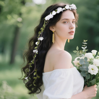 Sucrain Flower Headpiece for Women, Fairy Floral Headband Flower Crown Hair Accessories for Wedding Princess Renaissance Cosplay