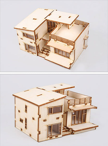 YOUNGMODELER DESKTOP Wooden Assembly Model Kits. (Modern House)