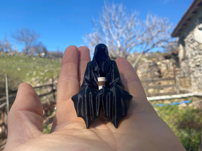 Sitting Ghost Figurine Holding Coffee | Suriel ACOTAR Inspired Decoration | Fantasy Book Lover Gift | Cozy Goth Desk Decor | Spooky Cute Aesthetic | Gift For Coffee Lovers