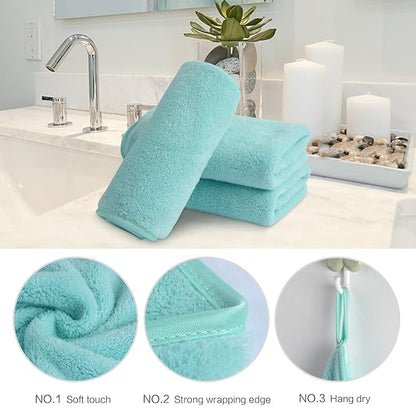 SINLAND Absorbent Coral Velvet Washcloth Ultra Soft Microfiber Face Towels 12 x
