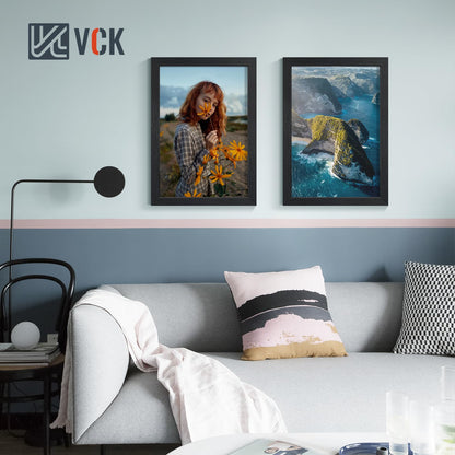 VCK 13x19 Picture Frames Black Set of 6, Wide Border Wood Poster Frame, Multi-Directional Display Family Photos, Office Prints, Studio/Gallery Artwork, Woodgrain Series, Wall Hanging
