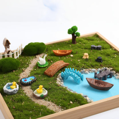 BrightRow 56 Pcs Fairy Garden Miniatures Accessories Bulk Miniature Nature Village Theme Fairy Garden Supplies for Outdoor Mini Bridge House Landscape Water Well Ornament for DIY Craft Succulent Decor