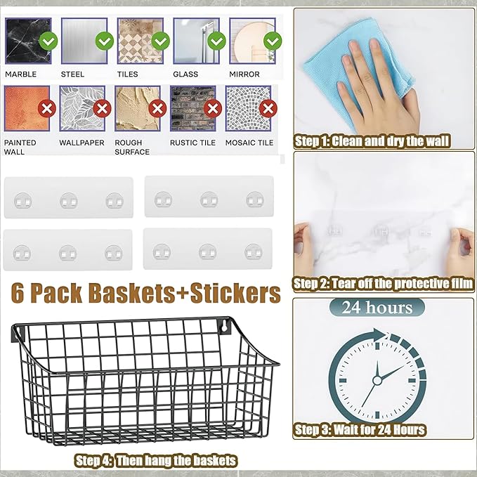Sonyabecca 6 Pack Hanging Wall Basket