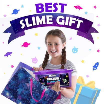 Original Stationery Galaxy Slime Kit for Kids Ages 8–12, DIY Space Slime Set with Glow-in-The-Dark Stickers & Galactic Glitter, Fun Cosmic Craft for Creative Play, Birthday Gift for Boys & Girls