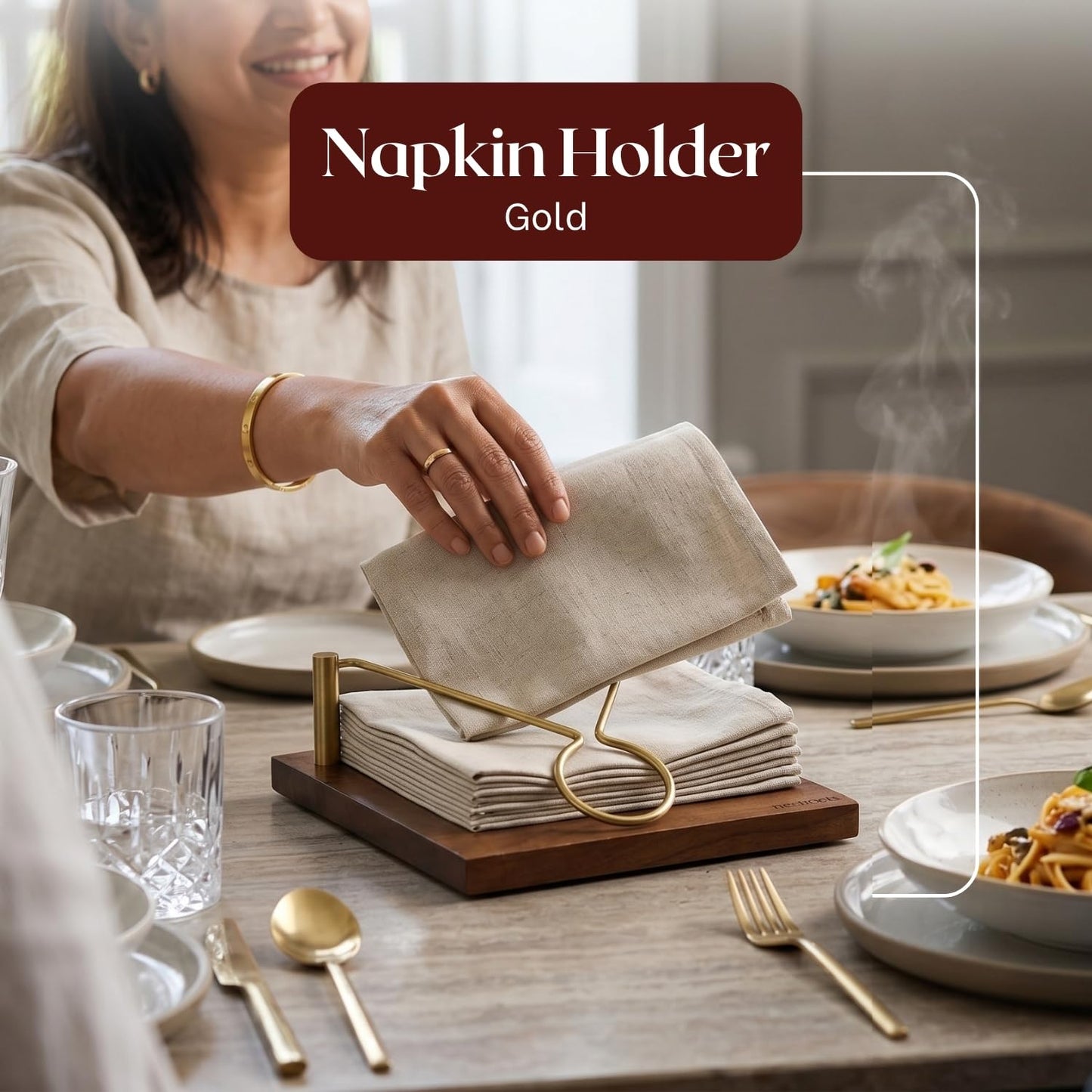 Nestroots Tissue paper holder wooden napkin holder | napkin holder for dining table Tissue stand 8 x 8 inches