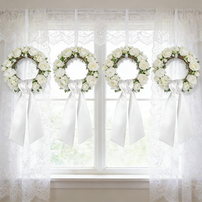 Dream Loom White Wreath Sash Front Door Decoration, 8pcs Sash Wreath Accessories for Easter Weddings Farmhouses Christmas DIY Halloween Party Yard Wall Doorway Decor