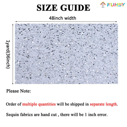 White Fabric Silver Sequin Material Fabric by The Yard 1 Yard Embroidery Sewing Fabric for Crafting Sparkly Metallic Mesh Sequins Fabric Knit Reversible Dress Quilting Fabric for Bridal Clothes Gowns