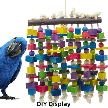 Bird Toys, Wood Wooden Colored 100pcs Parrot Toys, Multicolored Natural Wooden Blocks,African Grey Parrots, Macaws, Cockatoos, Parrot chew Toys