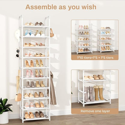 VTRIN 10 Tiers Tall Shoe Rack Holds 20-25 Pairs of Shoes Sturdy Vertical Shoe