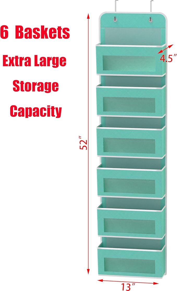 Simple Houseware 6 Clear Window Pocket Over Closet Door Storage Hanging