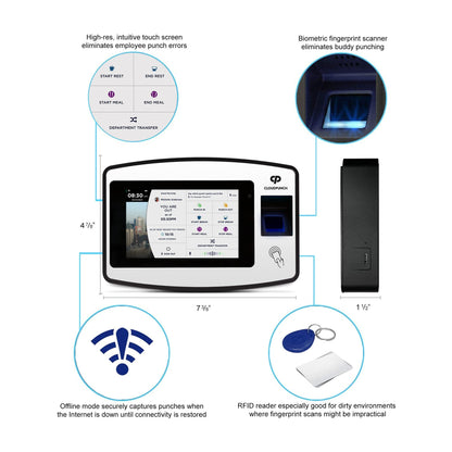 Acroprint CloudPunch Time Clock for Employees Small Business – Biometric Fingerprint Time Clock System with Proximity Card Reader and PIN Punching, Ideal Clock in Machine for Employees