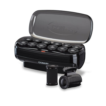 Conair Hot Rollers for Long, Medium & Short Hair, 12 Jumbo 1 ½" Heated Hair Rollers with Clips, Hot Curlers for Women, Volume & Curls, Amazon Exclusive, Black