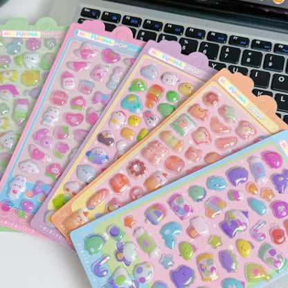 3D Cute Mini Puffy Stickers,10 Sheets 500+Kawaii Air Decorative Stickers HEYFUMMAI for Phone Case Or DIY Planners Notebooks Scrapbooks Handbooks Decoration ﻿