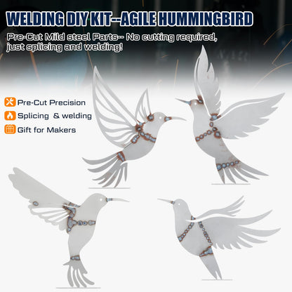 Otoolling 4 Pcs Hummingbird Welding Kit for Practice, Outdoor Metal Birds Decor for Yard, Wall & Fence Hummingbirds Craft Statue Ornaments Rustic Garden Sculptures Farmhouse Decor with Metal Base