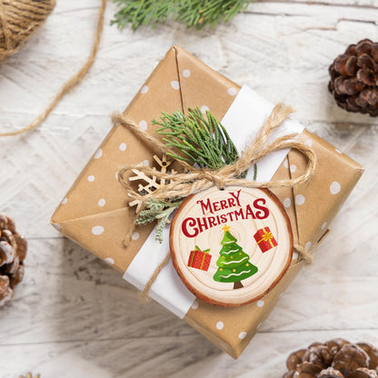Max Fun Natural Wood Slices 30PCS 3.5-4'' Crafts DIY Wooden Christmas Ornaments Unfinished Predrilled Round Wood Circles for Arts and Crafts Centerpieces Holiday Hanging Decorations