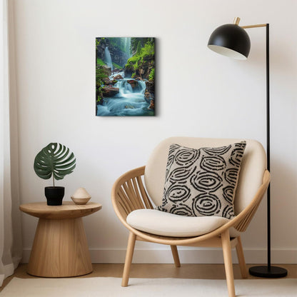 Waterfall Canvas Wall Art Nature Forest Pictures Zen Wall Decor Bathroom Decor Virginia Falls Landscape Poster Prints Tropical Mountain Scenery Painting Artwork Spa Living Room Home Decorations 12x16”