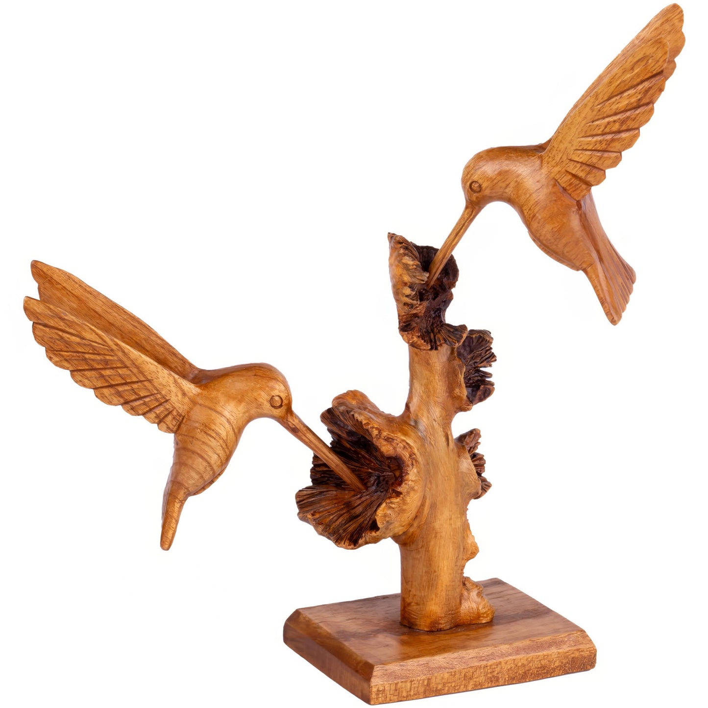Curawood Hummingbird Statue - Artisan-Crafted Bird Statues Home Decor - Hummingbird Figurines, Lifelike Humming Bird Decor - Handcrafted in Indonesia