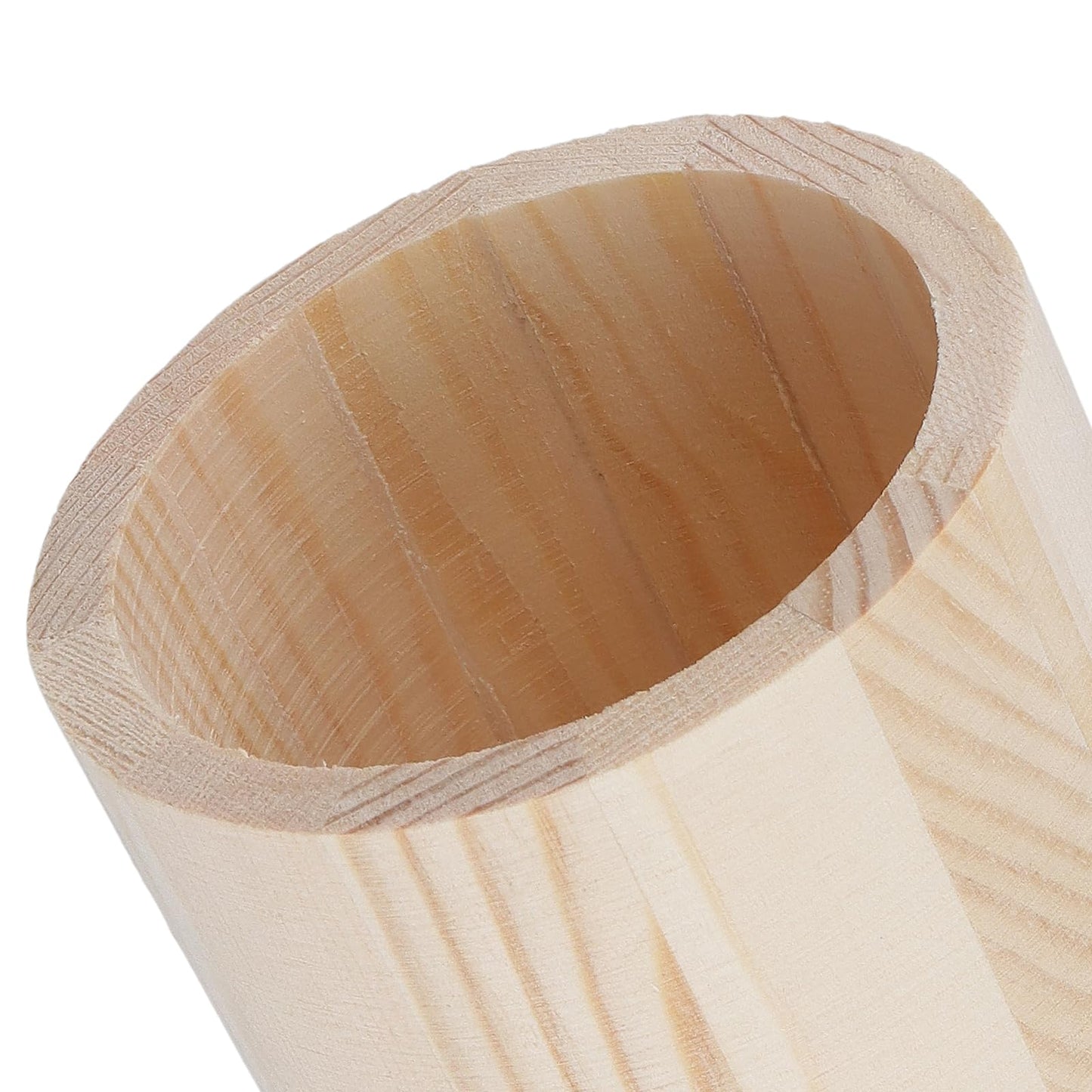 GINLANK 12 Pack 4 Inch Round Wooden Pencil Holders, Unfinished Wood Desk Organizer for DIY Crafts (3x3x4 Inches)