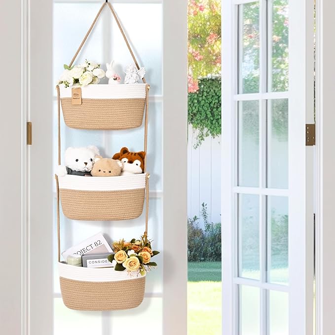 Hanging Basket, 3-Tier Wall Baskets, Over the Door Organizer