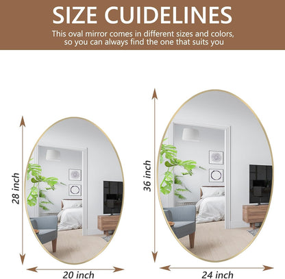 JENBELY Oval Wall Mirror, 22"x30" Gold Oval Vanity Mirror, Bathroom Mirror of Metal Frame, Home Decorative Wall Mounted Mirror for Bathroom, Living Room, Entryway, Vanity