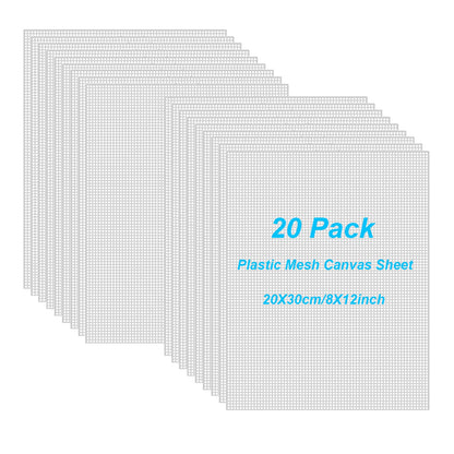 20 Pieces 7 Count Plastic Canvas Sheets, 8x12 Inch Plastic Mesh Sheet for Crafts, Eye Mesh Needlepoint Canvas 18 Mesh for Embroidery, Acrylic Yarn Crafting, Knit Crochet Projects and Make Dividers