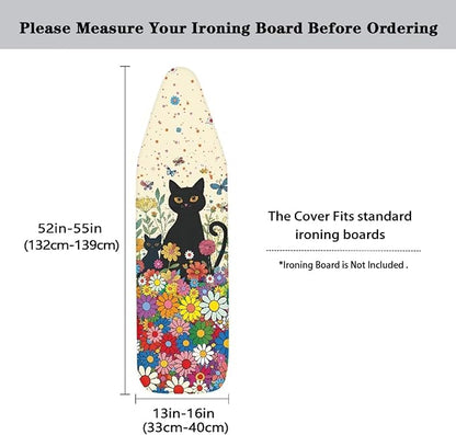 Flower Ironing Board Cover 15x54 Standard Size Black Cat Pattern Ironing Board