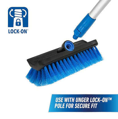 Unger Professional Lock-On HydroPower 10” Bi-Level Soft Wash Brush, Compatible