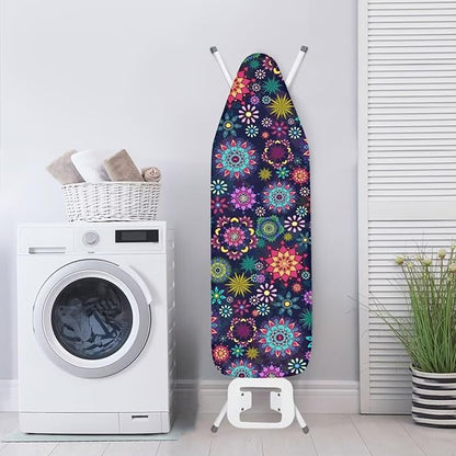 Boho Mandala Flower Print Ironing Board Cover Protector, Elastic Ironing Board
