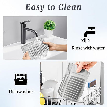 PoYang 17.7 inch Faucet Mat for Kitchen Sink Splash Guard, 7° Slope Silicone