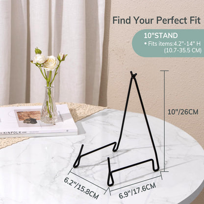 PUERSI 2 Pack Bowl Display Stand, 10 Inch Iron Bowl Holder, Large Plate Stands for Display Large Deep Plates, Platters, Easels, Dishes, Frame, 10" H X 6.2" W X 6.9" D (For Bowls under 5" in Depth)