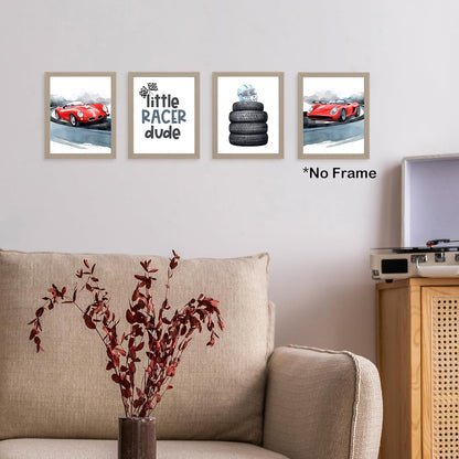 Modern Car Posters Classic Supercar Wall Art Prints, Cool Racing Ferrari Lamborghini McLaren Pagani Canvas Posters for Man Cave Boys Room Wall Decor, Sports Car Art Prints, Set of 4 (8"x10" Unframed)