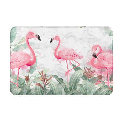 Watercolor Tropical Flamingo Washable Rug Entrance Rug Doormat Non-Slip Rug with Rubber Backing Soft Kitchen Rug Farmhouse Distressed Rug Living Room Bedroom Bathroom 18"x30"