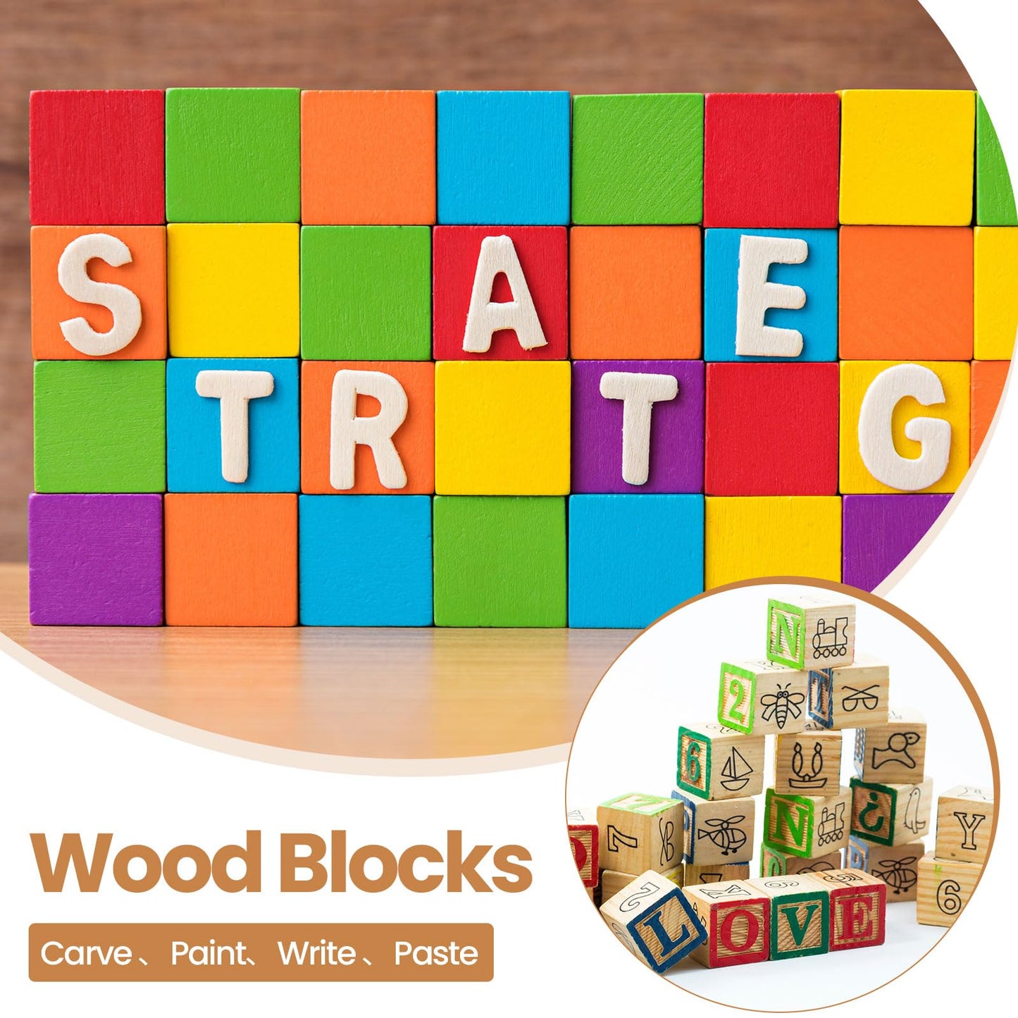 Barydat 100 Pcs 1 in Wooden Cubes, Unfinished Wooden Blocks for Crafting Natural Craft Wood Square Blank Cube for DIY Project Baby Showers