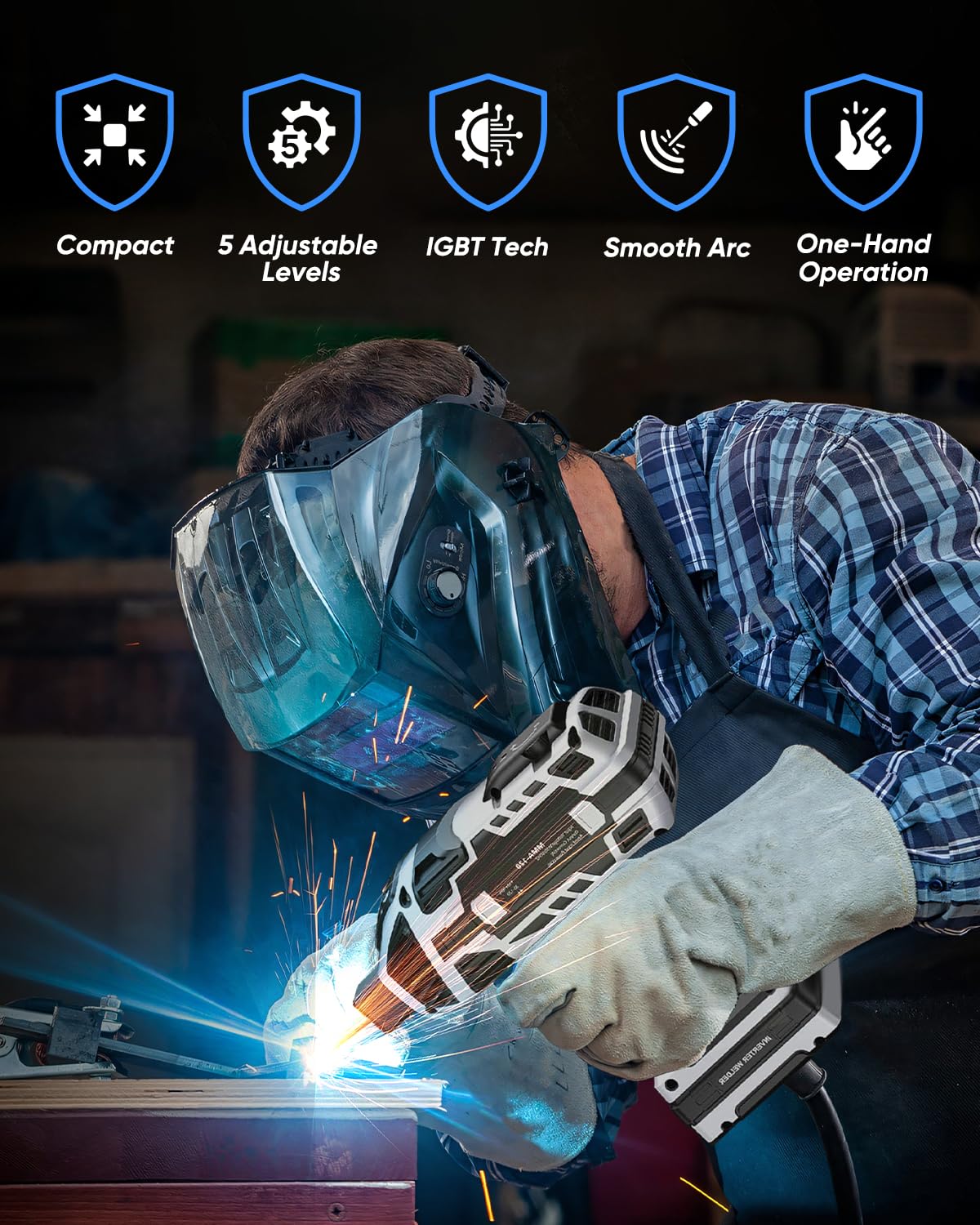 Saker Portable Electric Welding Machine,110V Portable Welder Handheld with IGBT Inverter 5 Variable Current Adjustment, ARC Welder Gun, Fits for 3/32" Wire Rods (Grey)
