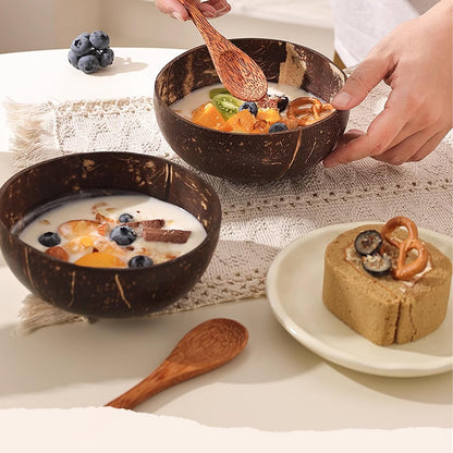 TANEMUDO 14 Pcs Coconut Shell Bowls Small Polished Wooden Bowls for Smoothie Acai Salad and Vegan Gifts, Natural Rustic Kitchen Decor (Small)