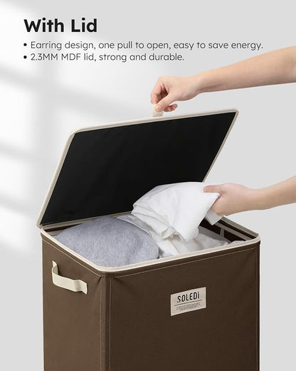 SOLEDI Laundry Hamper with Lid 100L Large & Tall Collapsible Laundry Basket