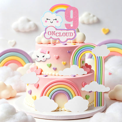 LaVenty On Cloud 9 Cake Decoration Topper 9th Birthday Cake Decoration 9th Bday Party Supplies Clouds