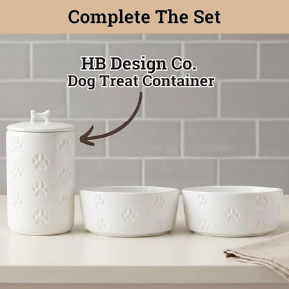 Ceramic Dog Bowl Set of 2 with Anti-Skid Base - 7.5" Wide x 3" Tall Ceramic Dog Bowls for Large Dogs - 6 Cup Capacity Food and Water Bowls for Dogs - Rubber Bottom Pet Bowl Set of 2 for Large Pets