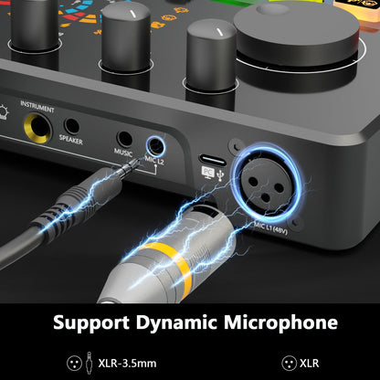 SquarockTek Podcast Equipment Bundle for 4, All-in-One Audio Mixer with Dynamic Micophones Noise Reduction for Live Streaming/Recording/Singing，PC,Smartphone，TikTok M100 3rd