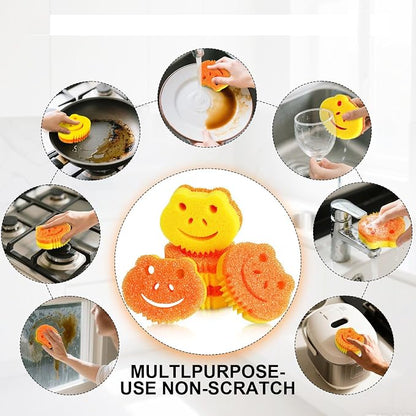 5 Pack Cute Frog Scrub Sponge, Dual-Sided Temperature Controlled Kitchen Sponge for Dishes,Furniture,Bulk Sponges Household Cleaning Pads,Multi-Functional Premium Cleaning Sponges