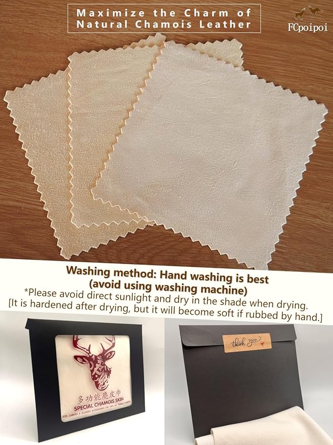 Glasses Cleaning Cloth Chamois Leather Natural Premium Cloth, Eye Glass Clean
