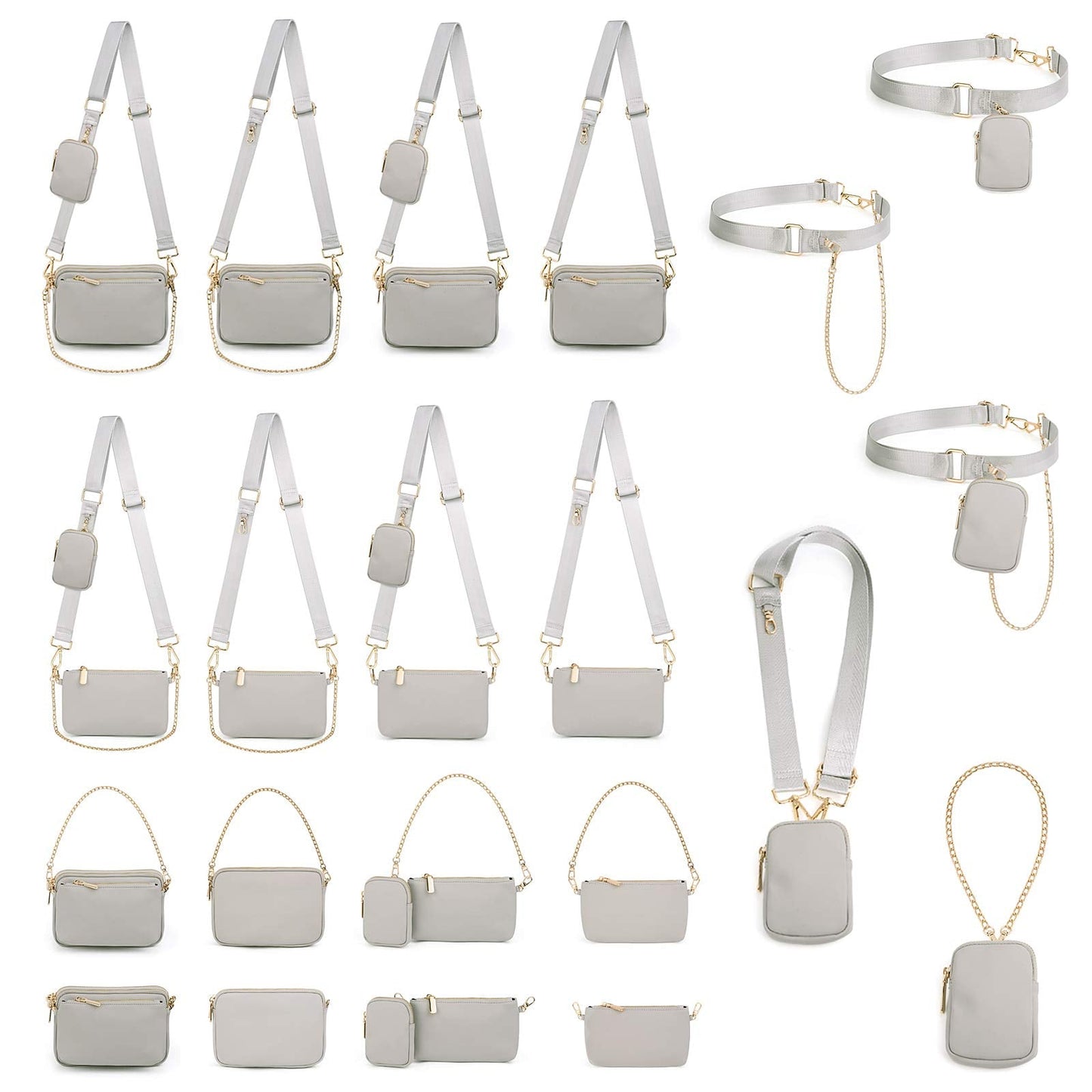UTO Small Crossbody Bags for Women 3 in 1 Trendy Belt Purse Fashion Designer Mini Cute Sling Fanny Chest Pack