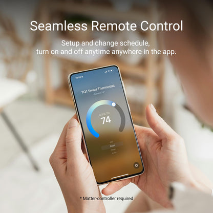 Lux TQ1 Smart Thermostat for Home, Programmable WiFi with Matter Protocol for Temperature Control, C-Wire or Power Bridge Required - Works with Apple Home and Google Home - termostato inteligente wifi