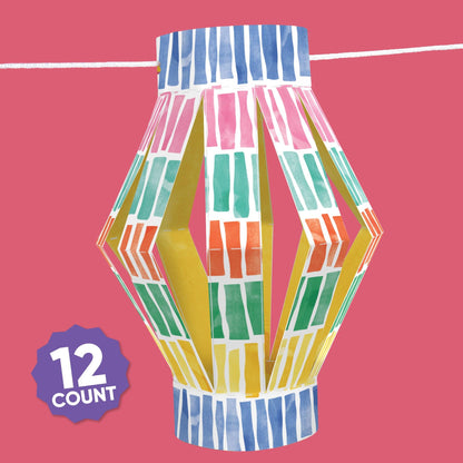 Big Dot of Happiness Fiesta 3D Hanging Paper Lanterns Banner Kit, 12 Ct Mexican Themed Party Decorations, DIY Craft Decorating Set with 30 Feet of Cord