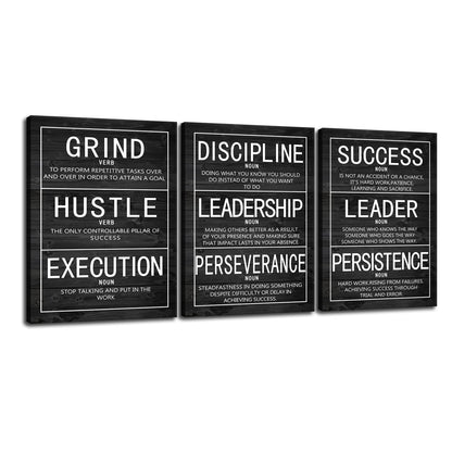 Inspirational Poster for Office Motivational Wall Art 3 Pieces Canvas Prints Artwork for Living Room Bedroom Modern Home Decor Painting Pictures Stretched and Framed Ready to Hang [36''Wx 16''H]