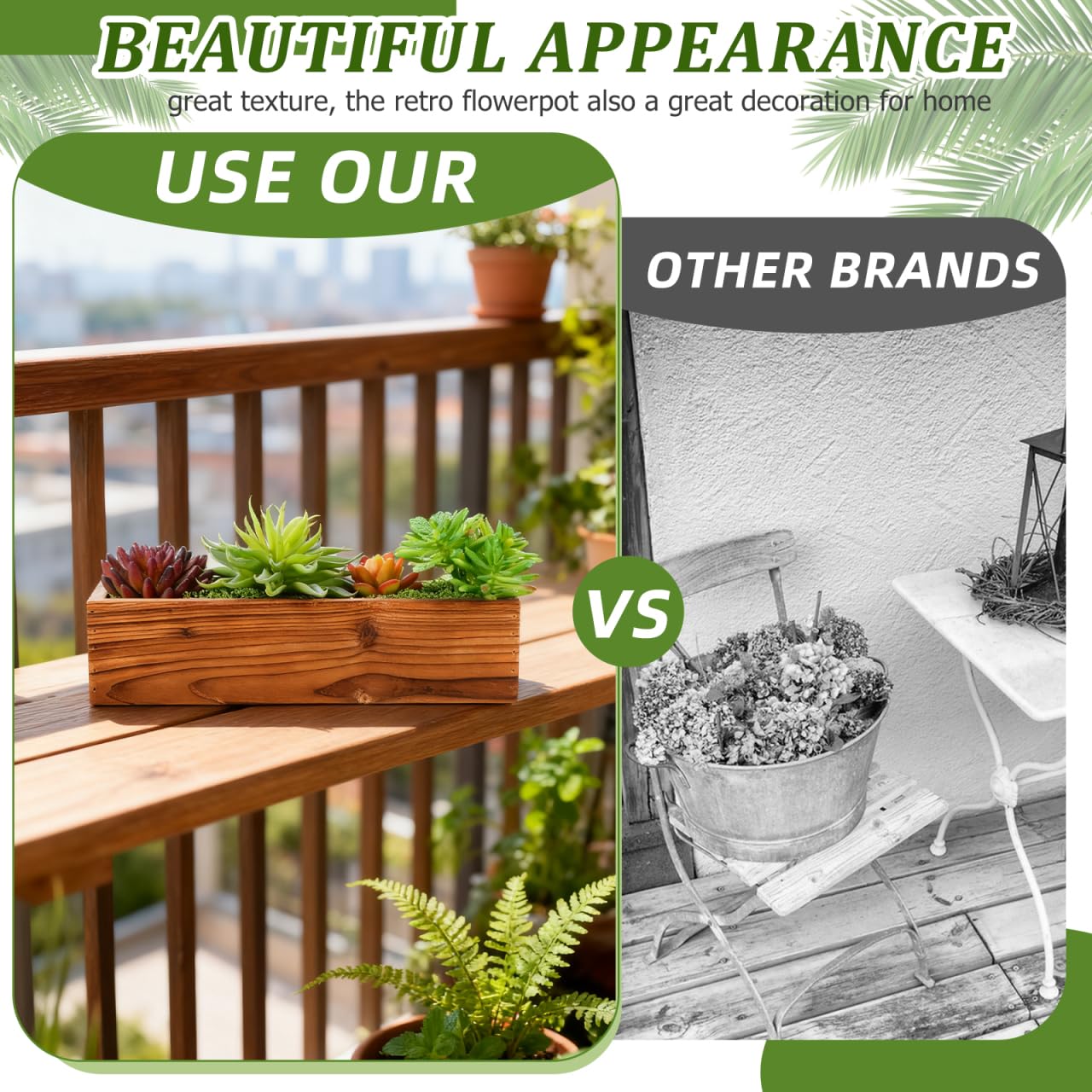 Hemobllo Rustic Wooden Flower Box Rectangular Cedar Planter for Outdoor Indoor Succulent Pot Decorative Planter